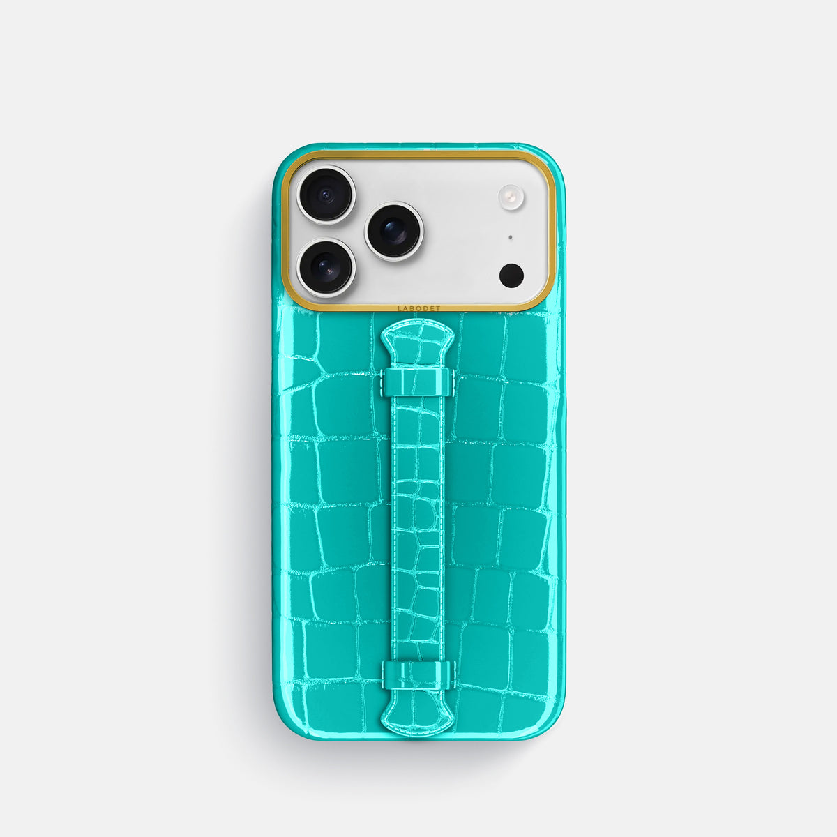 Center Handle For iPhone 18 Pro In Shiny Alligator -1 | Mint-Gold