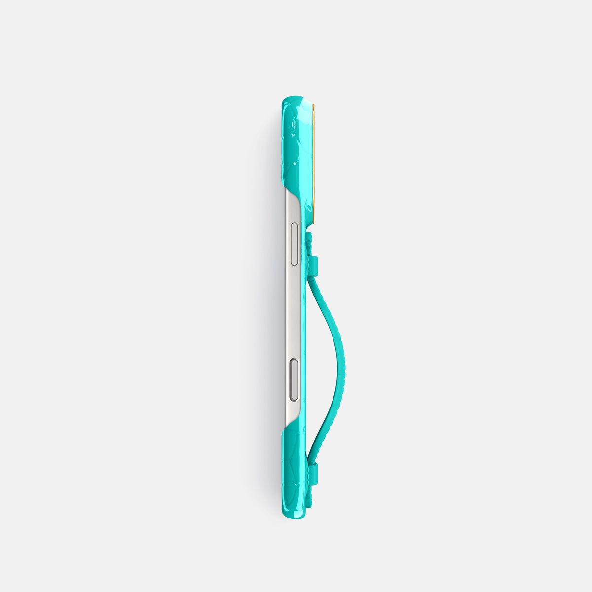 Center Handle For iPhone 18 Pro In Shiny Alligator -2 | Mint-Gold