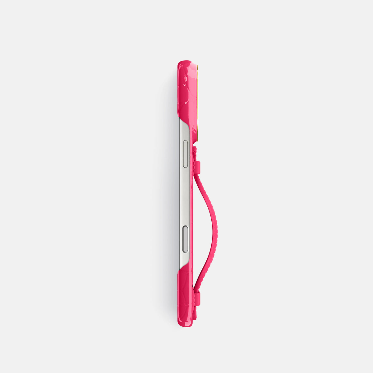 Center Handle For iPhone 18 Pro In Shiny Alligator -2 | Pink-Panther-Gold