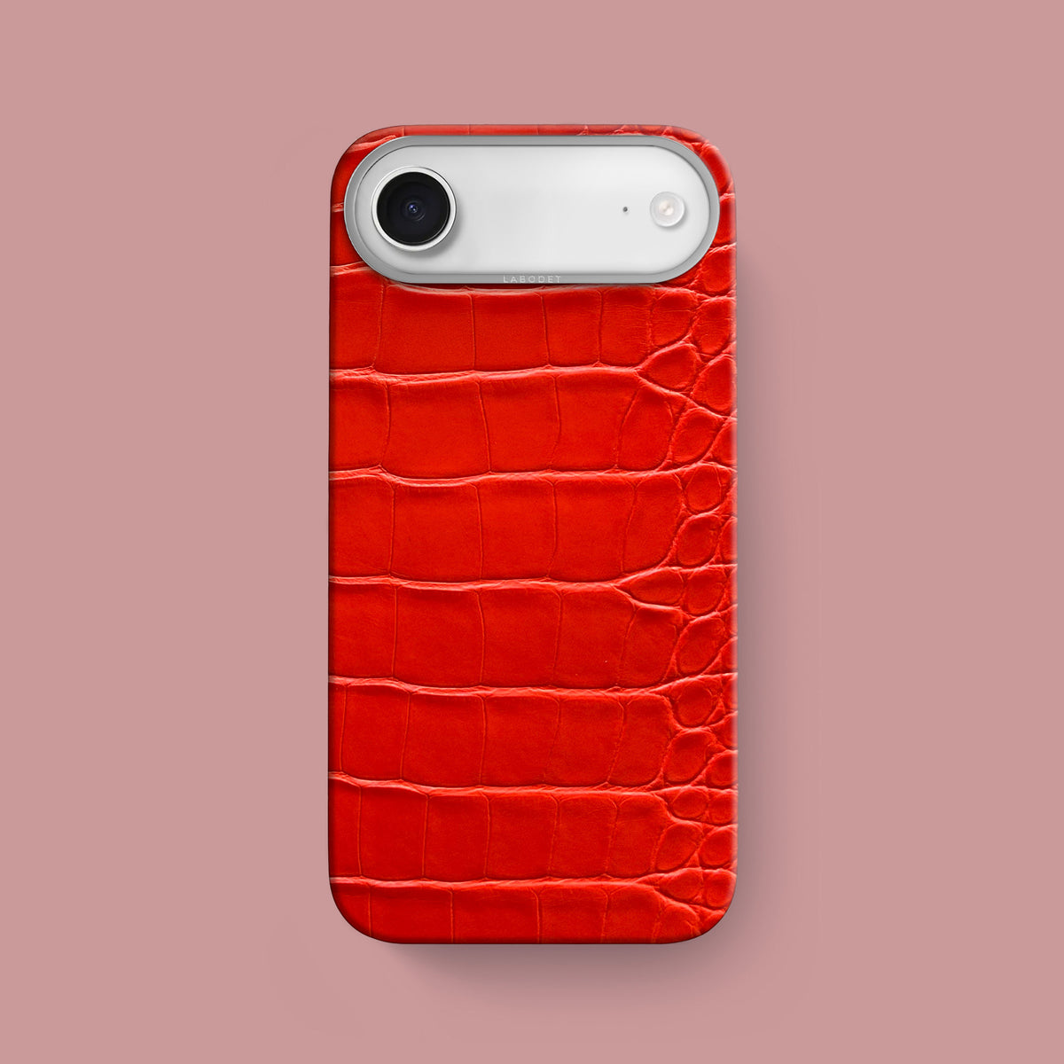 iPhone 17 Air Classic Case Deep Coral Alligator with Steel Metal -1 | Deep-Coral-Steel