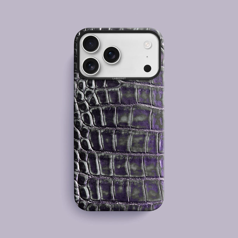 Grey-Petroleum iPhone 17 Pro Max Classic Case 1/1 Alligator with Black Metal-1 | Grey-Petroleum-Black