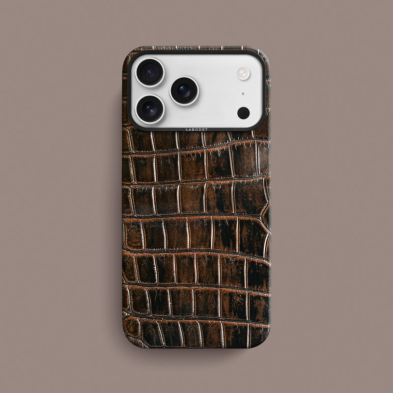 Expresso iPhone 17 Pro Max Classic Case 1/1 Alligator with Black Metal-1 | Expresso-Black