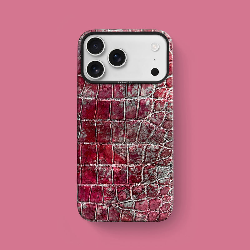 Garnet iPhone 17 Pro Max Classic Case 1/1 Alligator with Black Metal -1 | Garnet-Black