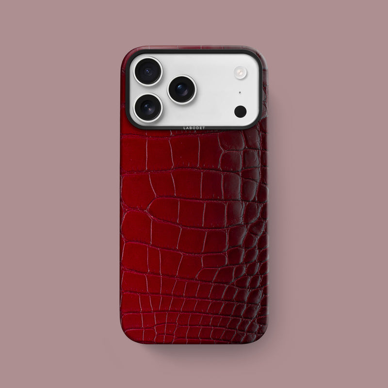Velvet iPhone 17 Pro Max Classic Case 1/1 Himalayan Crocodile with Black Metal -1 | Velvet-Black
