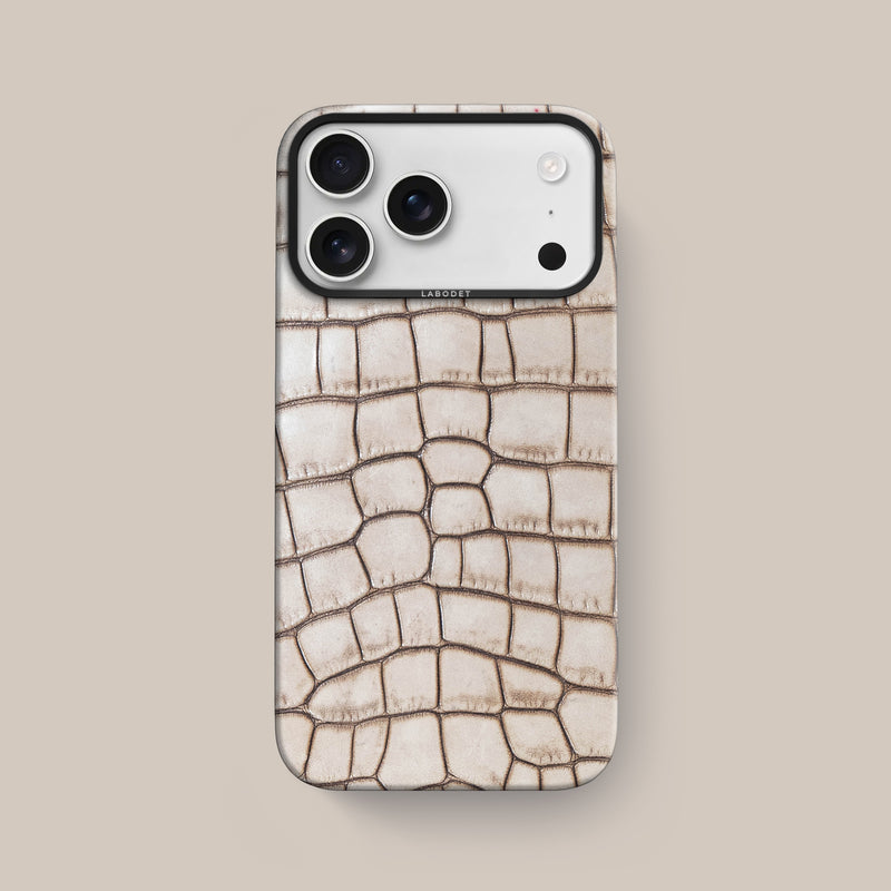 Cafe-Creme iPhone 17 Pro Max Classic Case 1/1 Alligator with Black Metal -1 | Cafe-Creme-Black