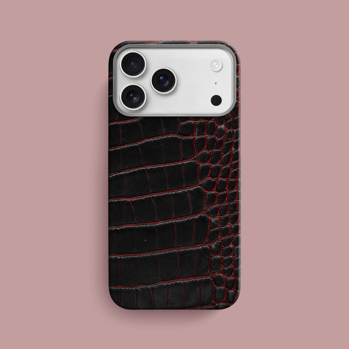 Black-Crimson iPhone 18 Pro Max Classic Case 1/1 Alligator with Steel Metal-1 | Black-Crimson-Steel