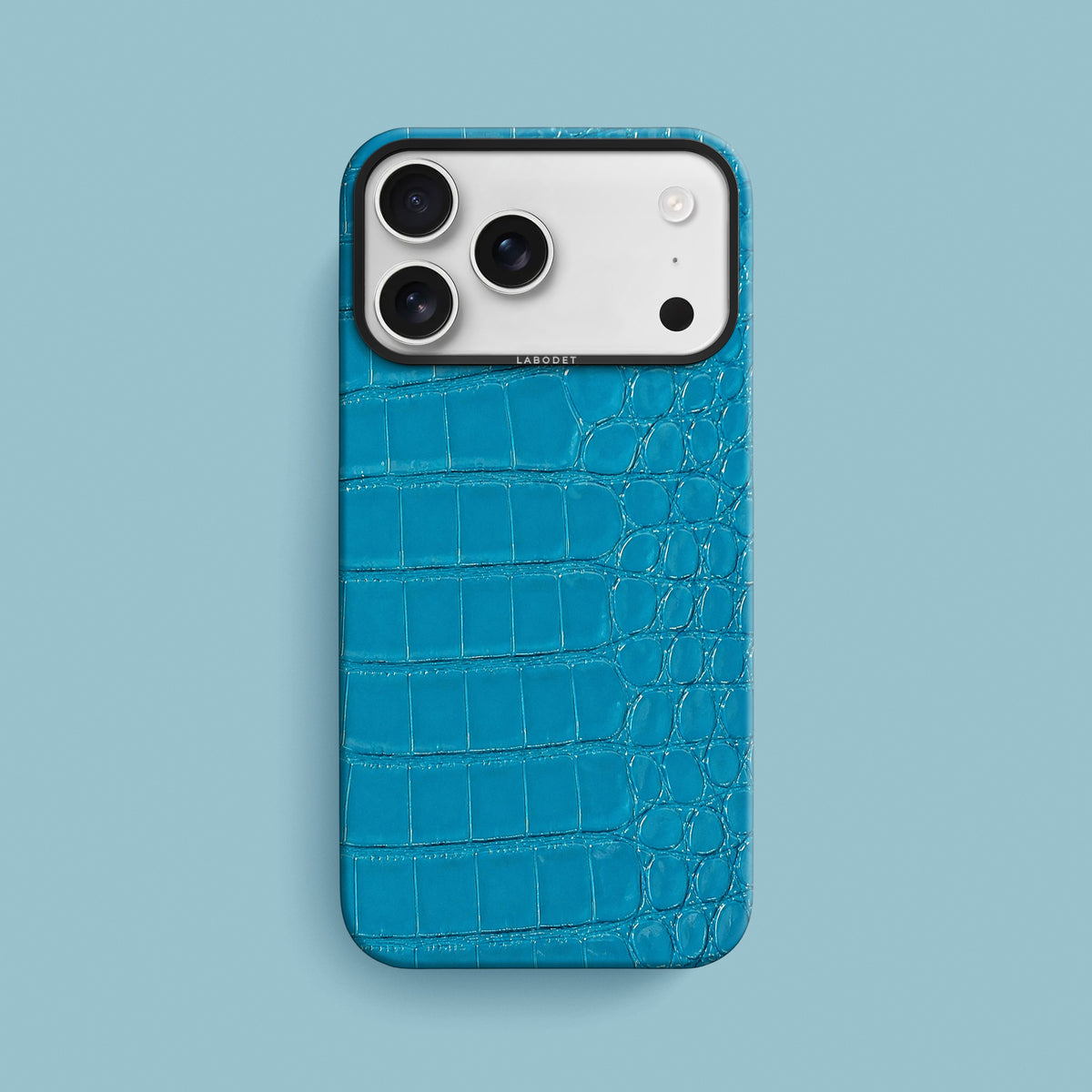 Turquoise-Lagoon iPhone 18 Pro Max Classic Case 1/1 Alligator with Black Metal-1 | Turquoise-Lagoon-Black