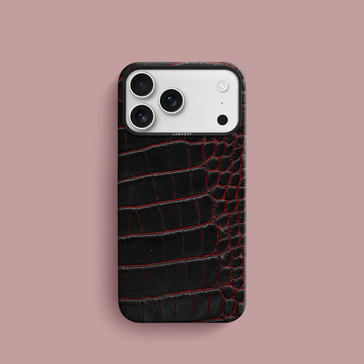 Black-Crimson iPhone 18 Pro Classic Case 1/1 Alligator with Black Metal-1 | Black-Crimson-Black