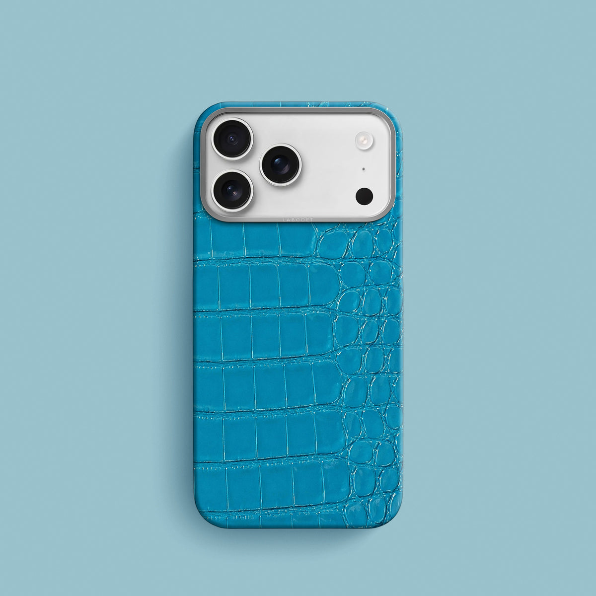 Turquoise-Lagoon iPhone 18 Pro Classic Case 1/1 Alligator with Steel Metal-1 | Turquoise-Lagoon-Steel