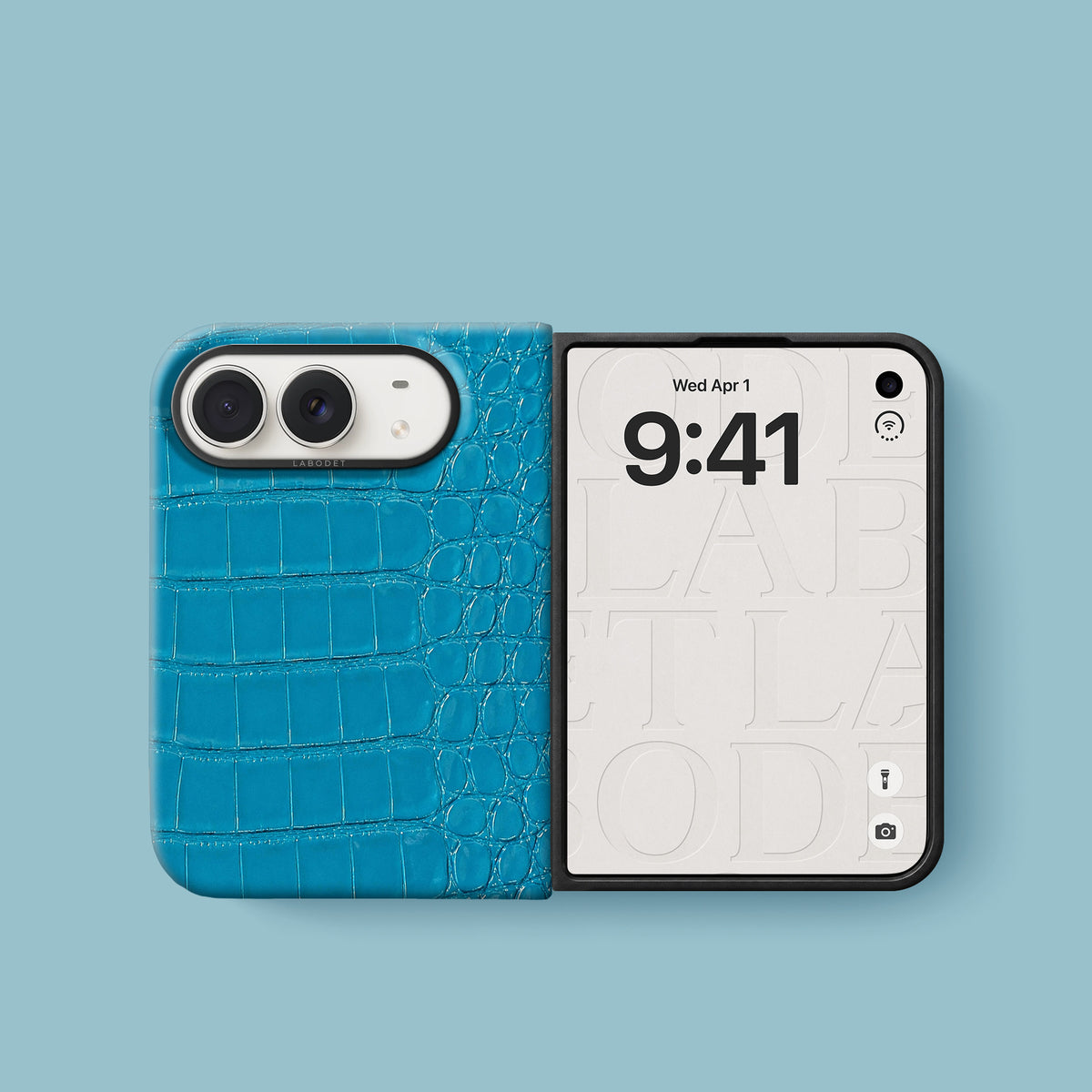 Classic Case 1/1 For iPhone Duo In Alligator with Black metal -2 | Turquoise-Lagoon-Black