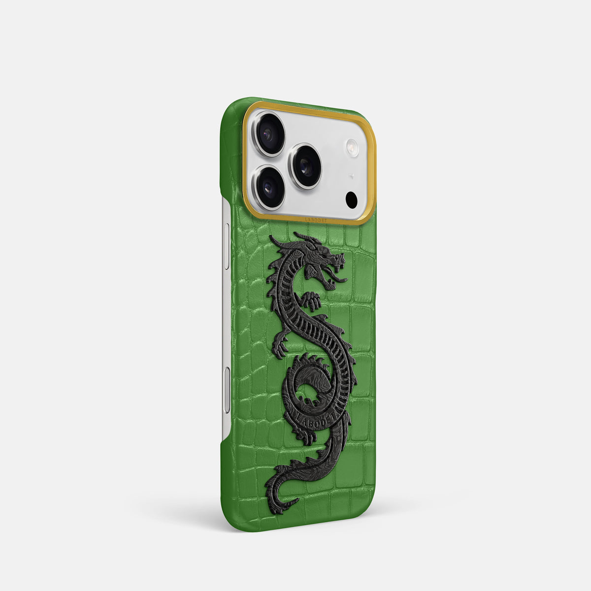 Classic Case With Carbon Dragon For iPhone 17 Pro In Alligator -2 | Apple-Green-Gold