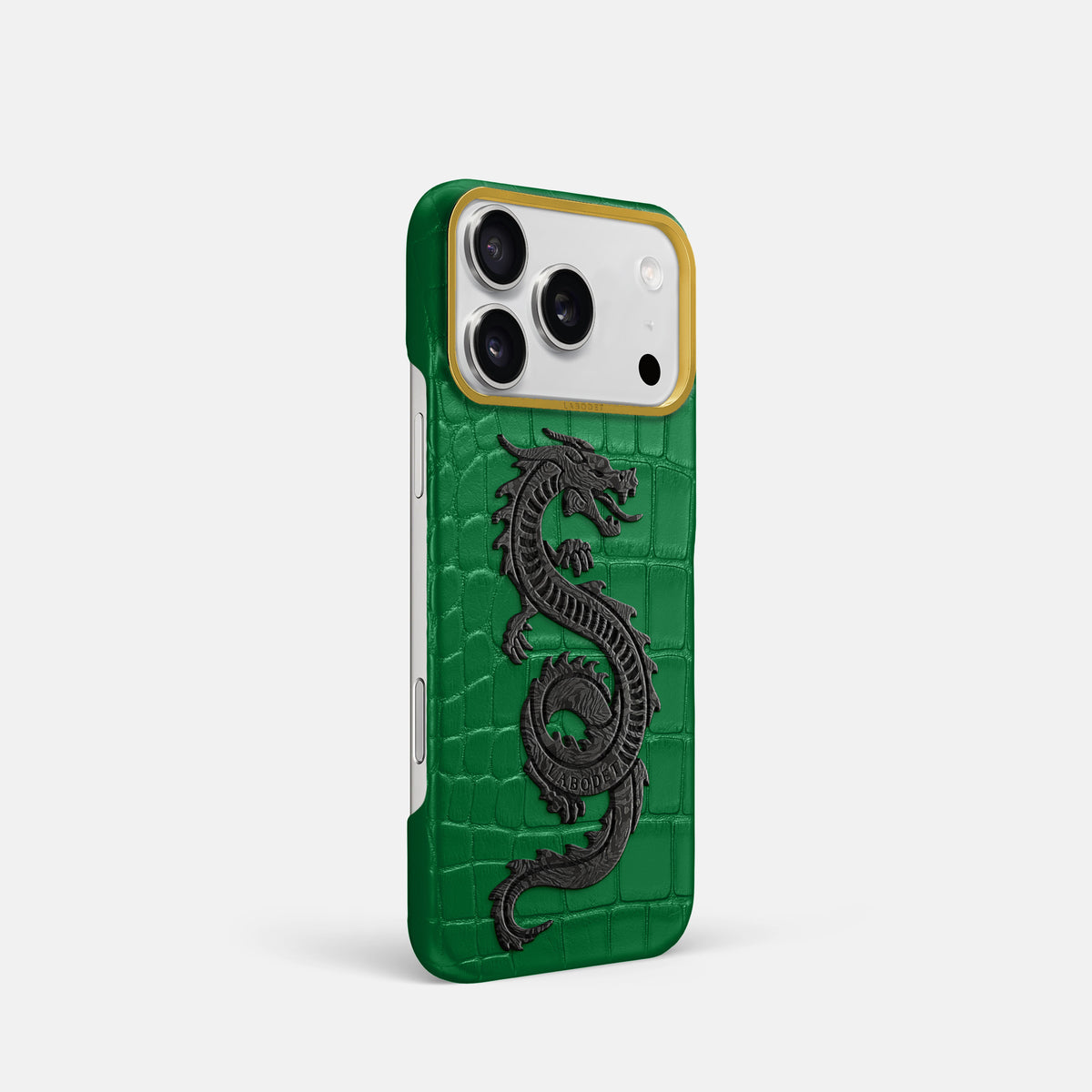 Classic Case With Carbon Dragon For iPhone 17 Pro In Alligator -2 | Forest-Green-Gold