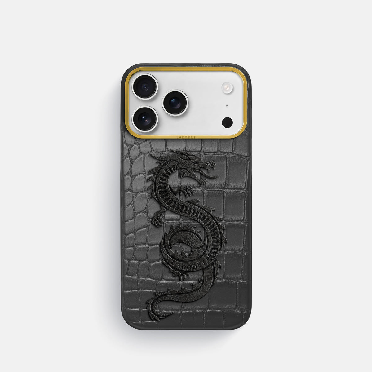 Classic Case With Carbon Dragon For iPhone 17 Pro In Alligator -1 | Grey-Gold
