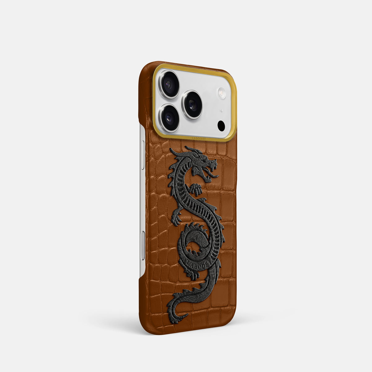 Classic Case With Carbon Dragon For iPhone 17 Pro In Alligator -2 | Honey-Gold