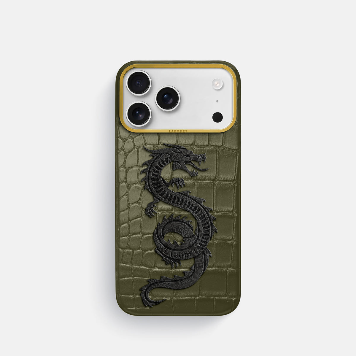 Classic Case With Carbon Dragon For iPhone 17 Pro In Alligator -1 | Kaki-Green-Gold