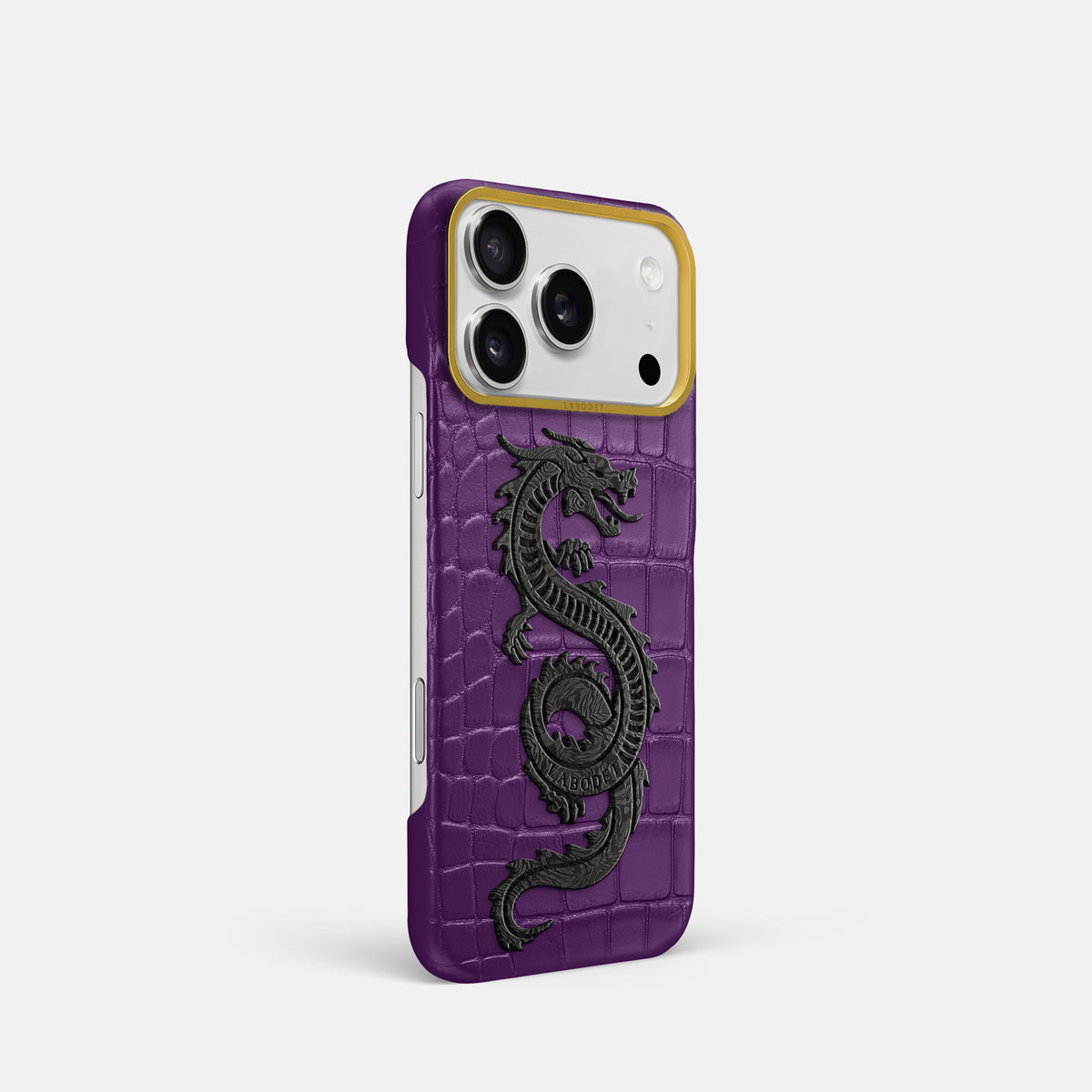 Classic Case With Carbon Dragon For iPhone 17 Pro In Alligator -2 | Purple-Gold
