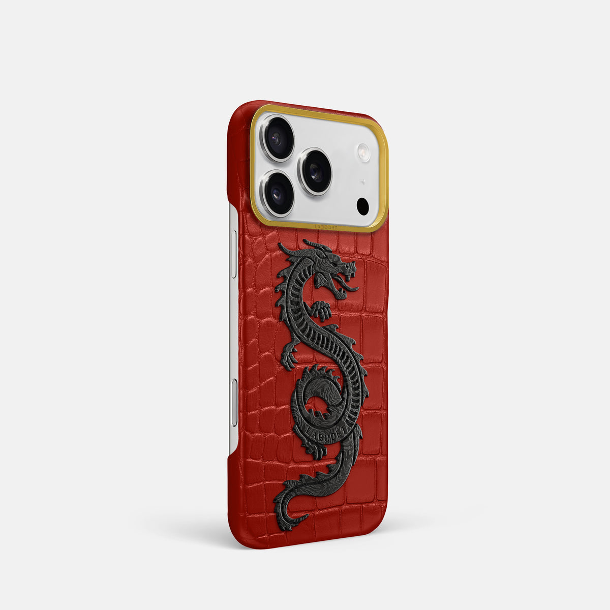 Classic Case With Carbon Dragon For iPhone 17 Pro In Alligator -2 | Red-Gold