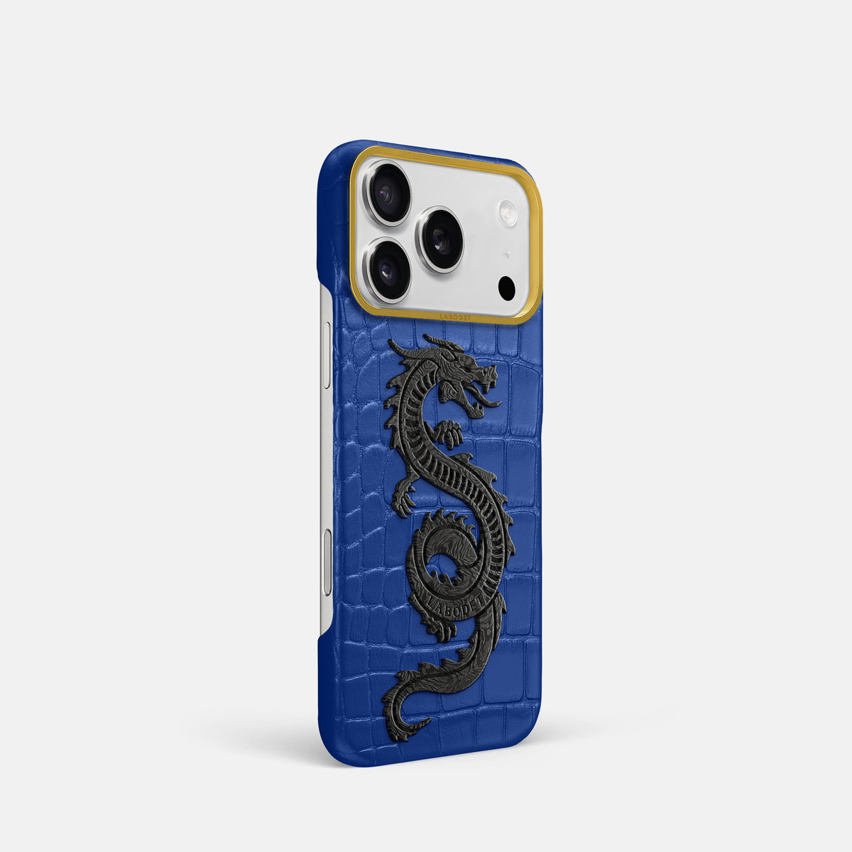 Classic Case With Carbon Dragon For iPhone 17 Pro In Alligator -2 | Royal-Blue-Gold