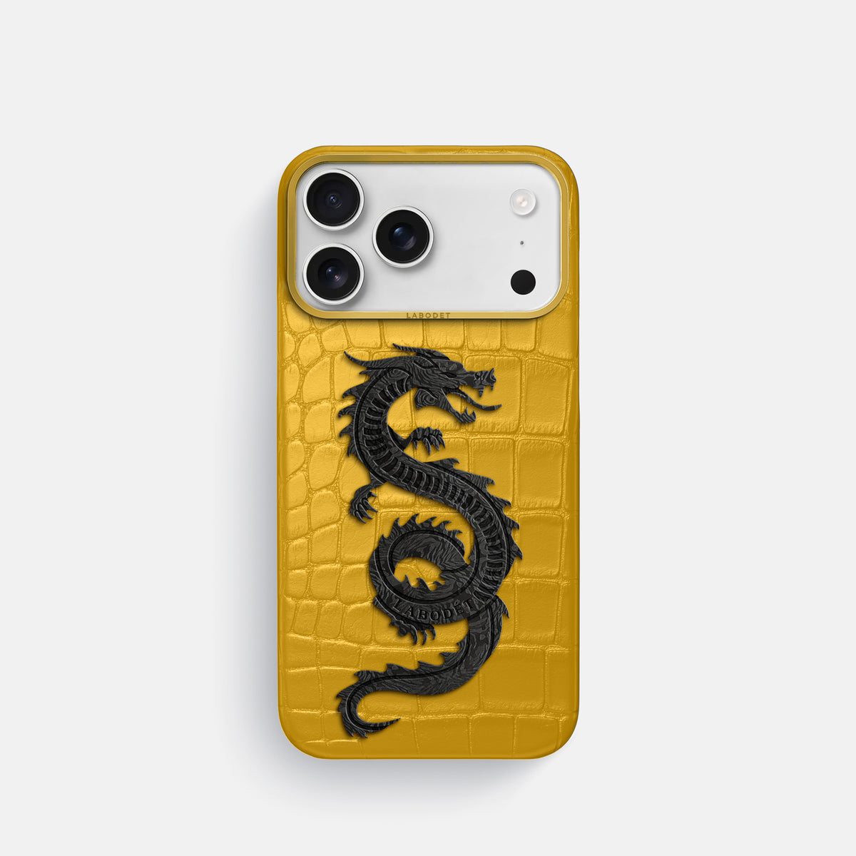 Classic Case With Carbon Dragon For iPhone 17 Pro In Alligator -1 | Yellow-Gold