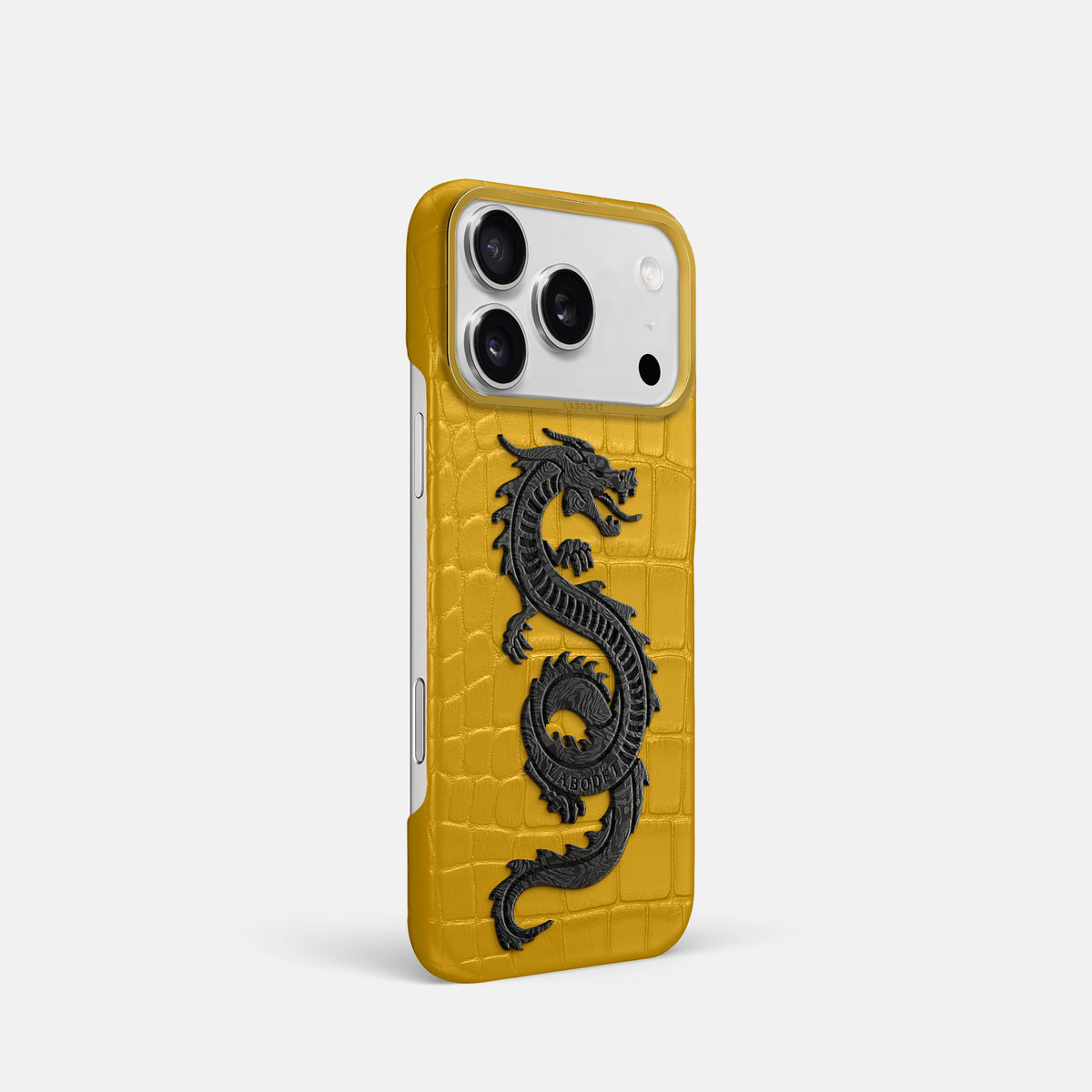 Classic Case With Carbon Dragon For iPhone 17 Pro In Alligator -2 | Yellow-Gold