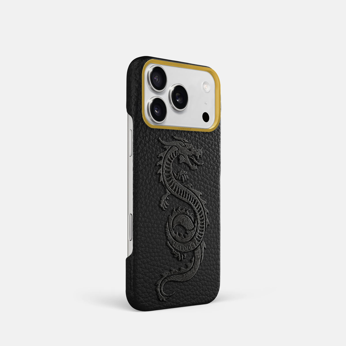 Classic Case With Carbon Dragon For iPhone 17 Pro In Calf -2 | Black-Gold