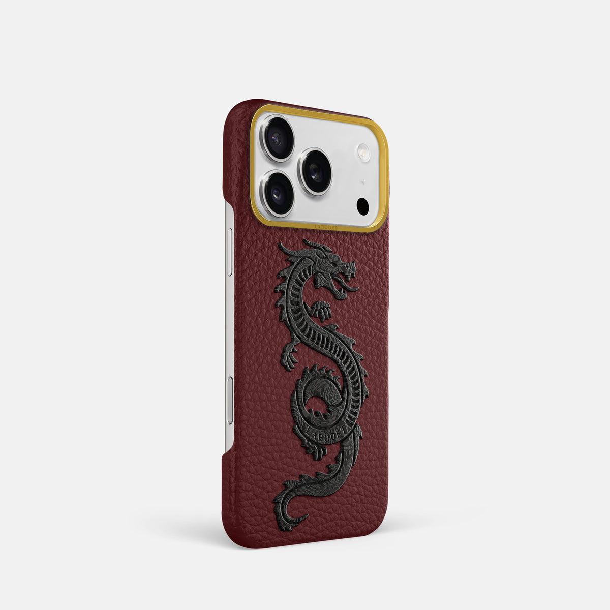 Classic Case With Carbon Dragon For iPhone 17 Pro In Calf -2 | Bordeaux-Gold