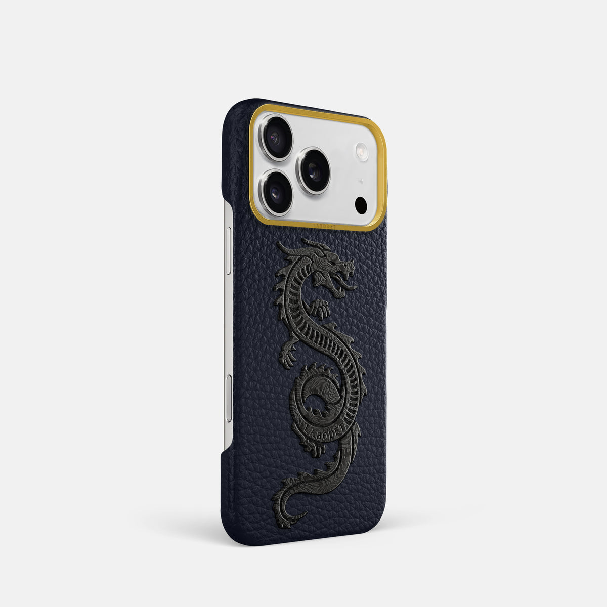 Classic Case With Carbon Dragon For iPhone 17 Pro In Calf -2 | Marine-Gold