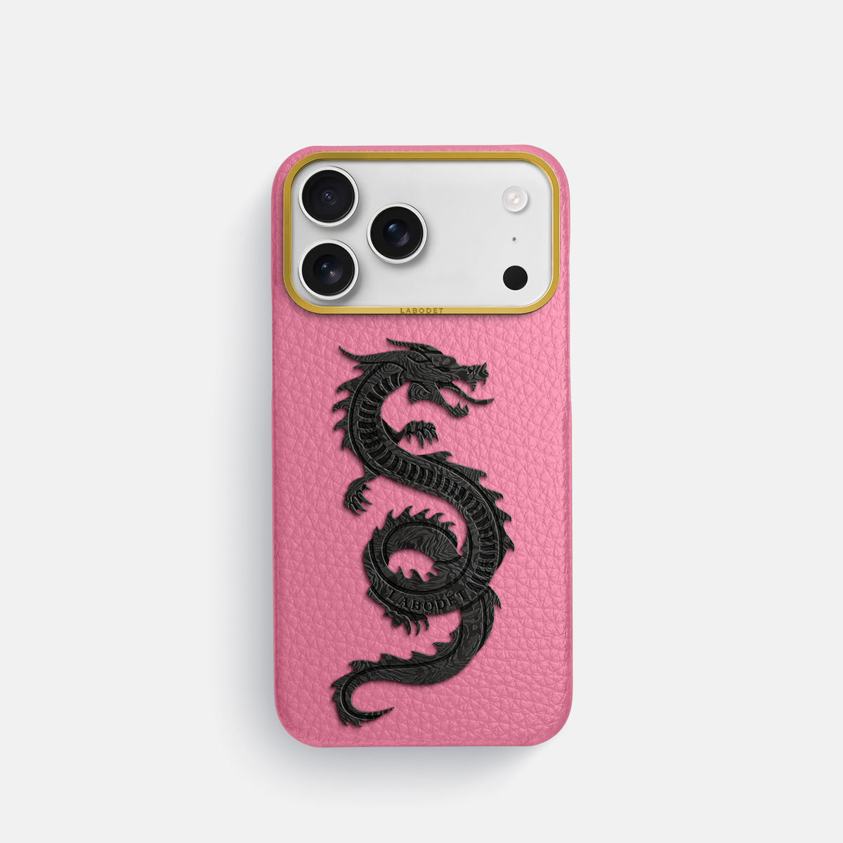Classic Case With Carbon Dragon For iPhone 17 Pro In Calf -1 | Pink-Gold