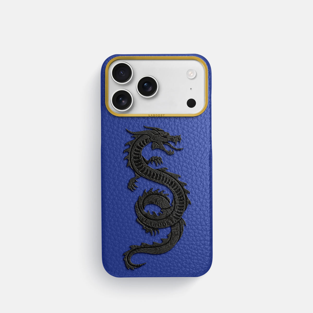 Classic Case With Carbon Dragon For iPhone 17 Pro In Calf -1 | Royal-Blue-Gold