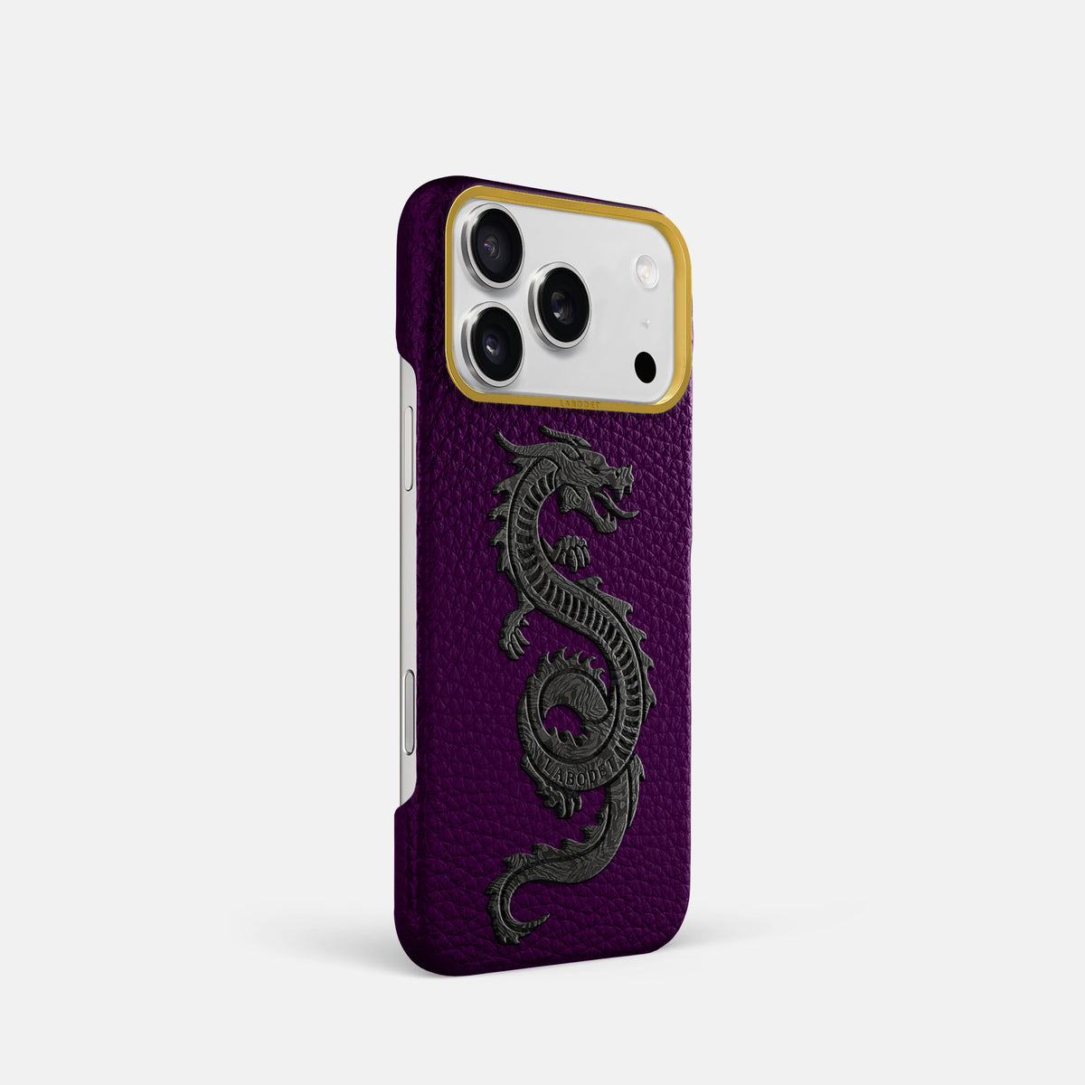 Classic Case With Carbon Dragon For iPhone 17 Pro In Calf -2 | Violet-Gold