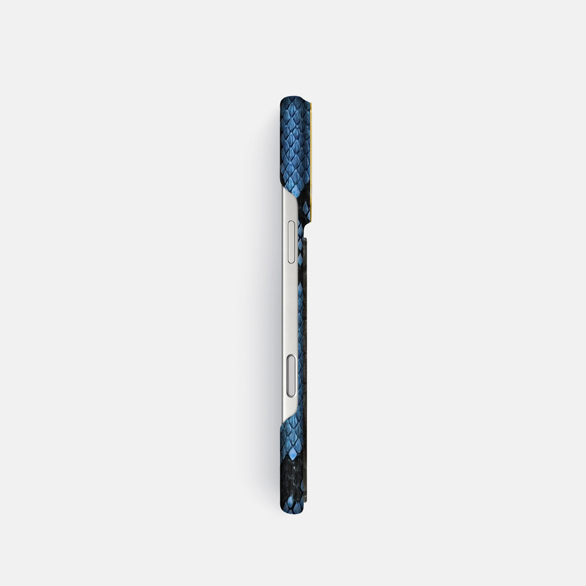 Classic Case With Carbon Dragon For iPhone 17 Pro In Deluxe Python -3 | Blue-Jeans-Gold