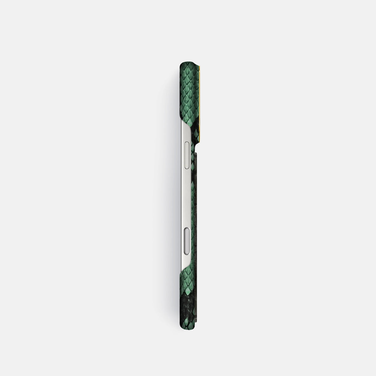 Classic Case With Carbon Dragon For iPhone 17 Pro In Deluxe Python -3 | Forest-Green-Gold