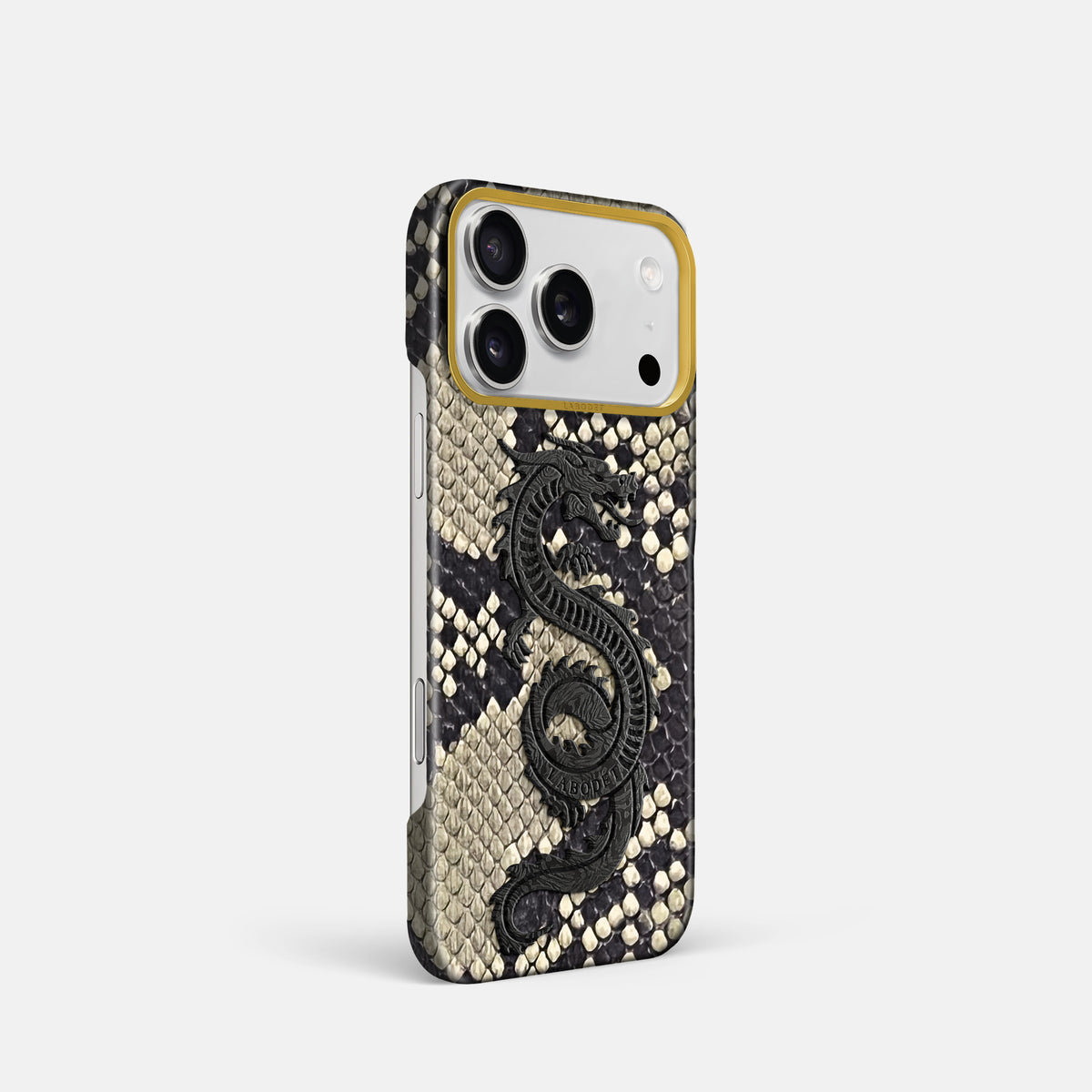 Classic Case With Carbon Dragon For iPhone 17 Pro In Deluxe Python -2 | Savannah-Gold