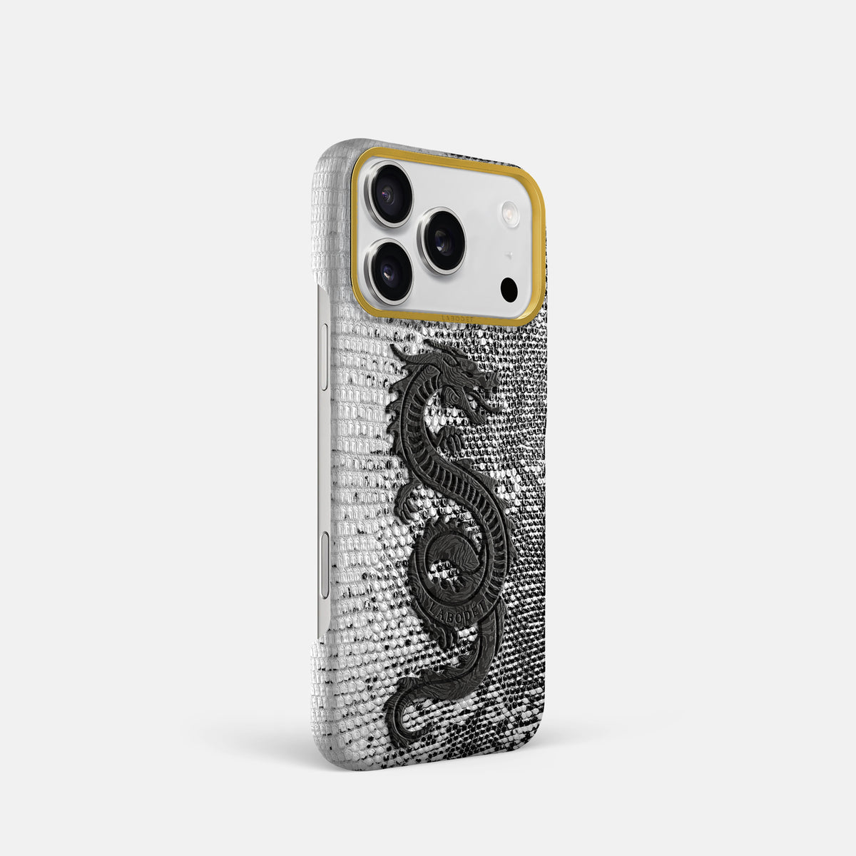 Classic Case With Carbon Dragon For iPhone 17 Pro In Himalayan Lizard -2 | Dark-Gold