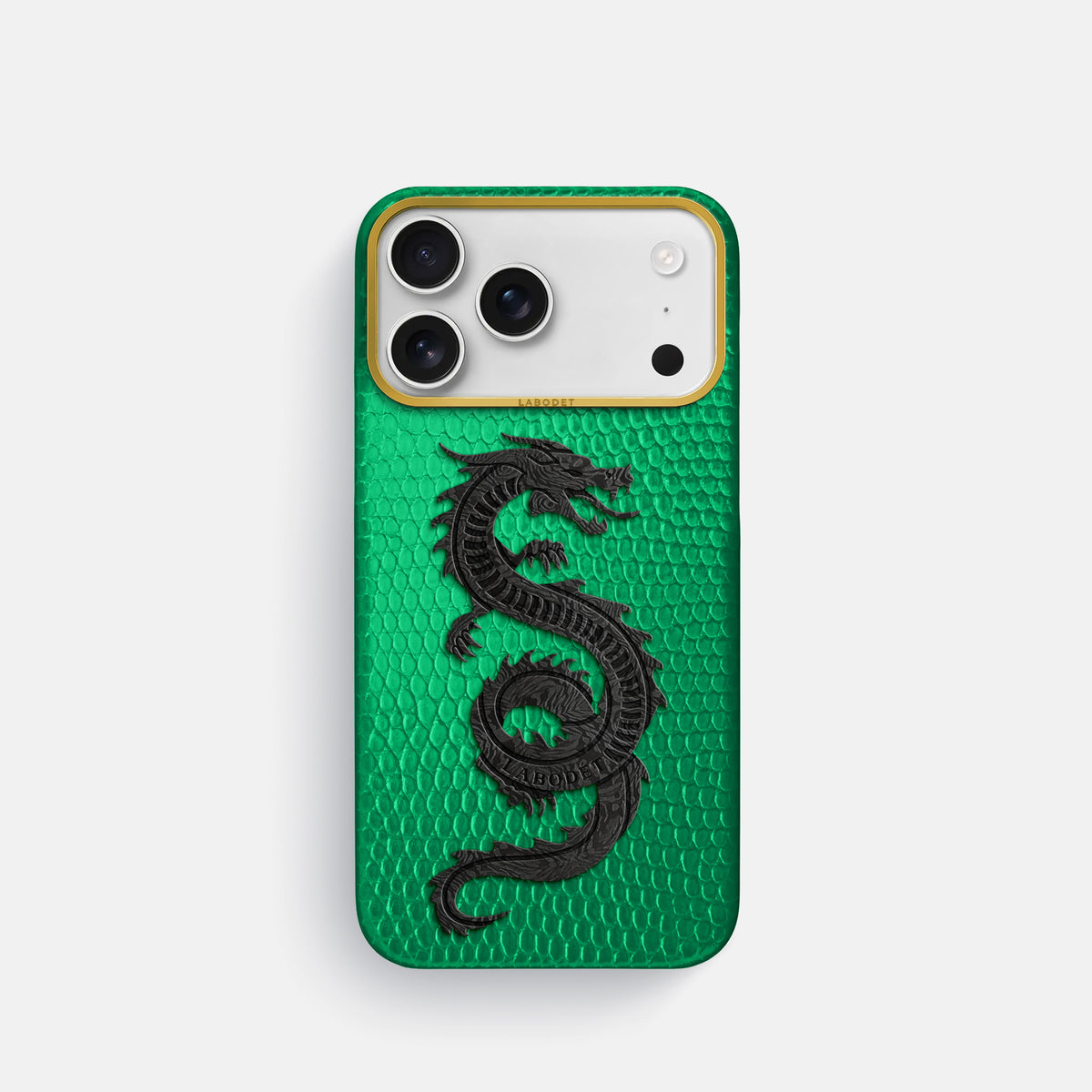 Classic Case With Carbon Dragon For iPhone 17 Pro In Lizard -1 | Apple-Green-Gold
