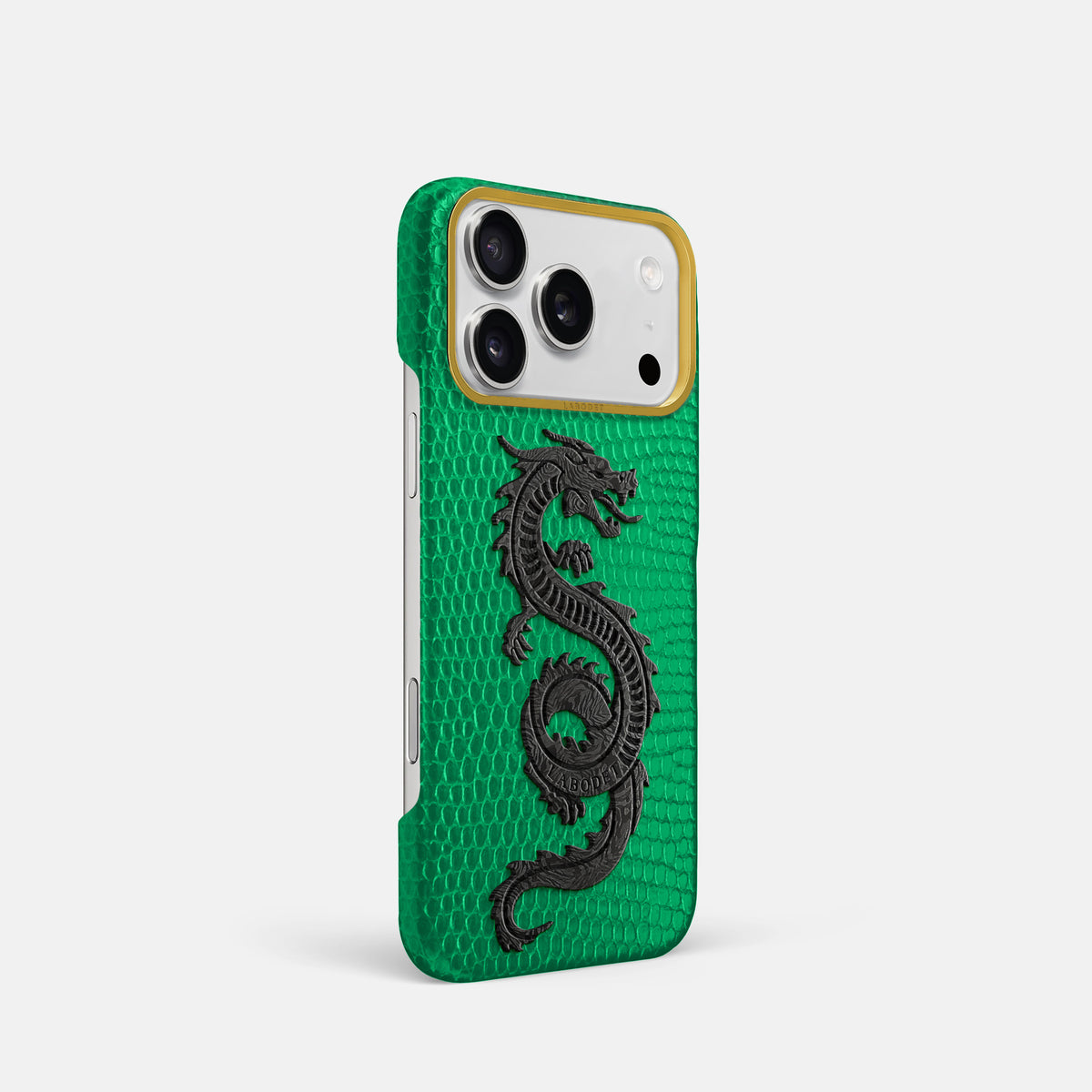 Classic Case With Carbon Dragon For iPhone 17 Pro In Lizard -2 | Apple-Green-Gold