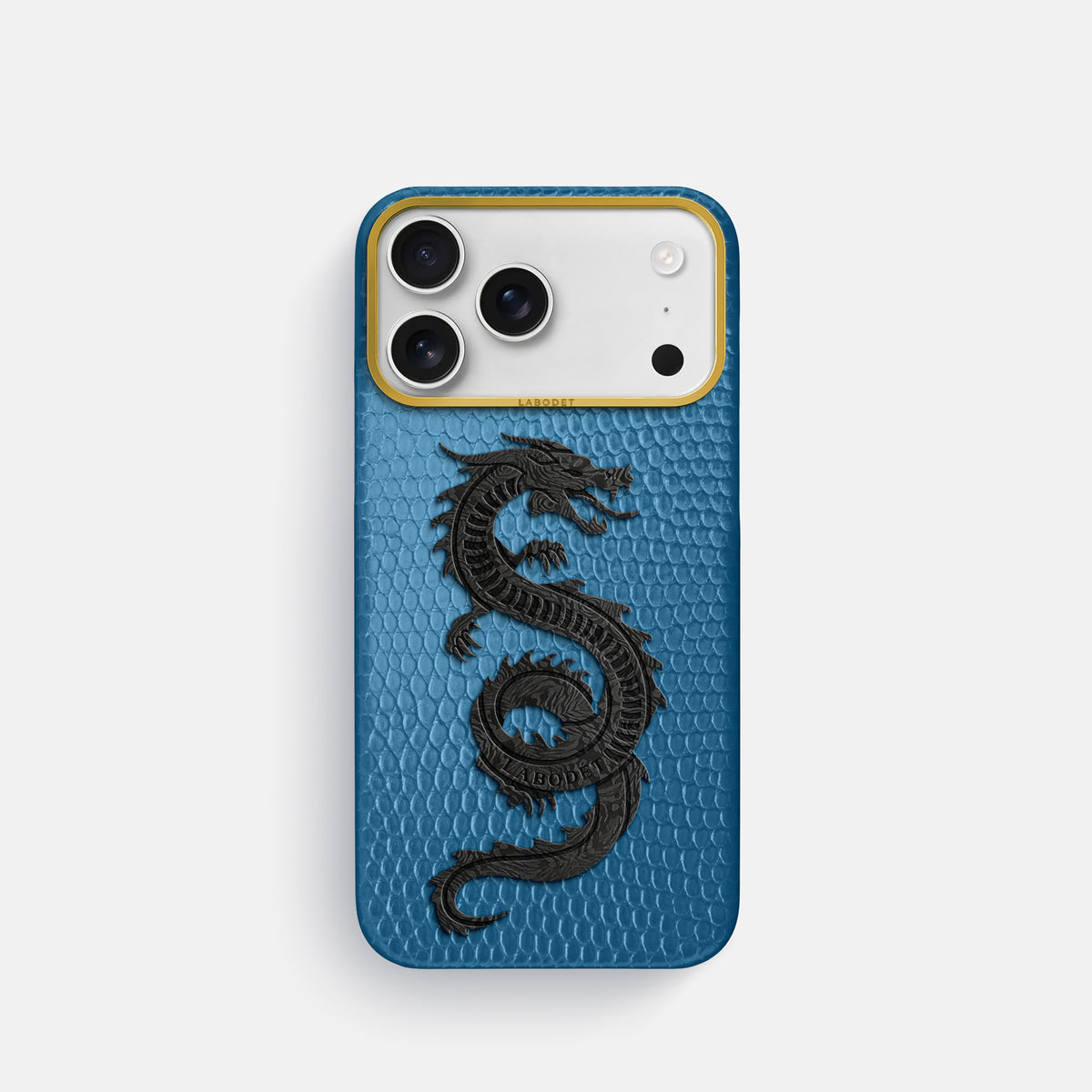 Classic Case With Carbon Dragon For iPhone 17 Pro In Lizard -1 | Blue-Gold