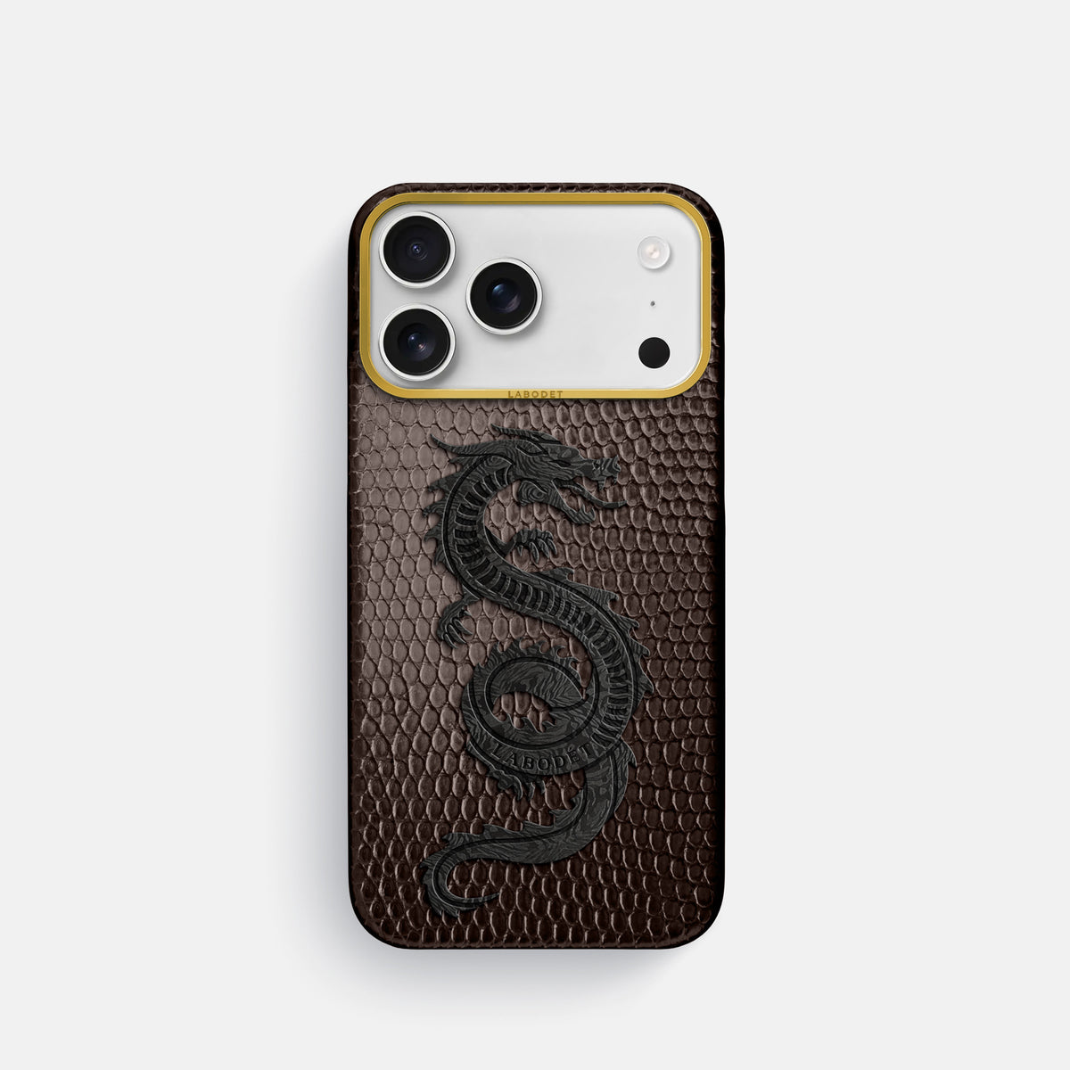 Classic Case With Carbon Dragon For iPhone 17 Pro In Lizard -1 | Brown-Gold
