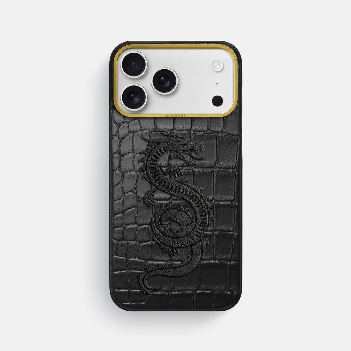 Classic Case With Carbon Dragon For iPhone 17 Pro Max In Alligator -1 | Black-Gold