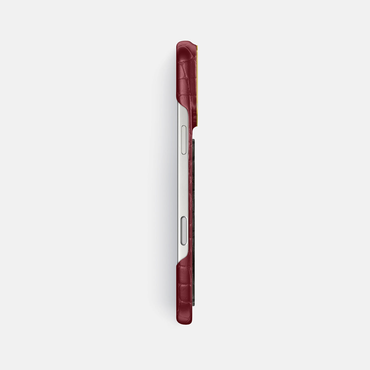 Classic Case With Carbon Dragon For iPhone 17 Pro Max In Alligator -3 | Burgundy-Gold