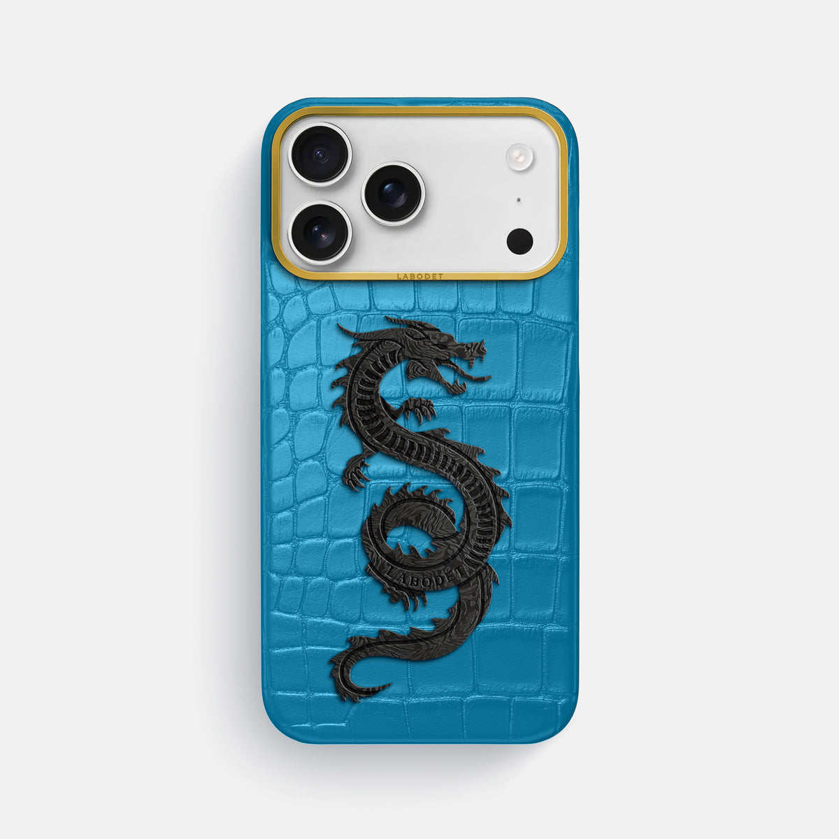 Classic Case With Carbon Dragon For iPhone 17 Pro Max In Alligator -1 | Curaçao-Blue-Gold