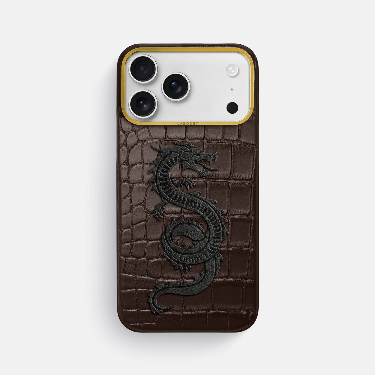 Classic Case With Carbon Dragon For iPhone 17 Pro Max In Alligator -1 | Dark-Brown-Gold