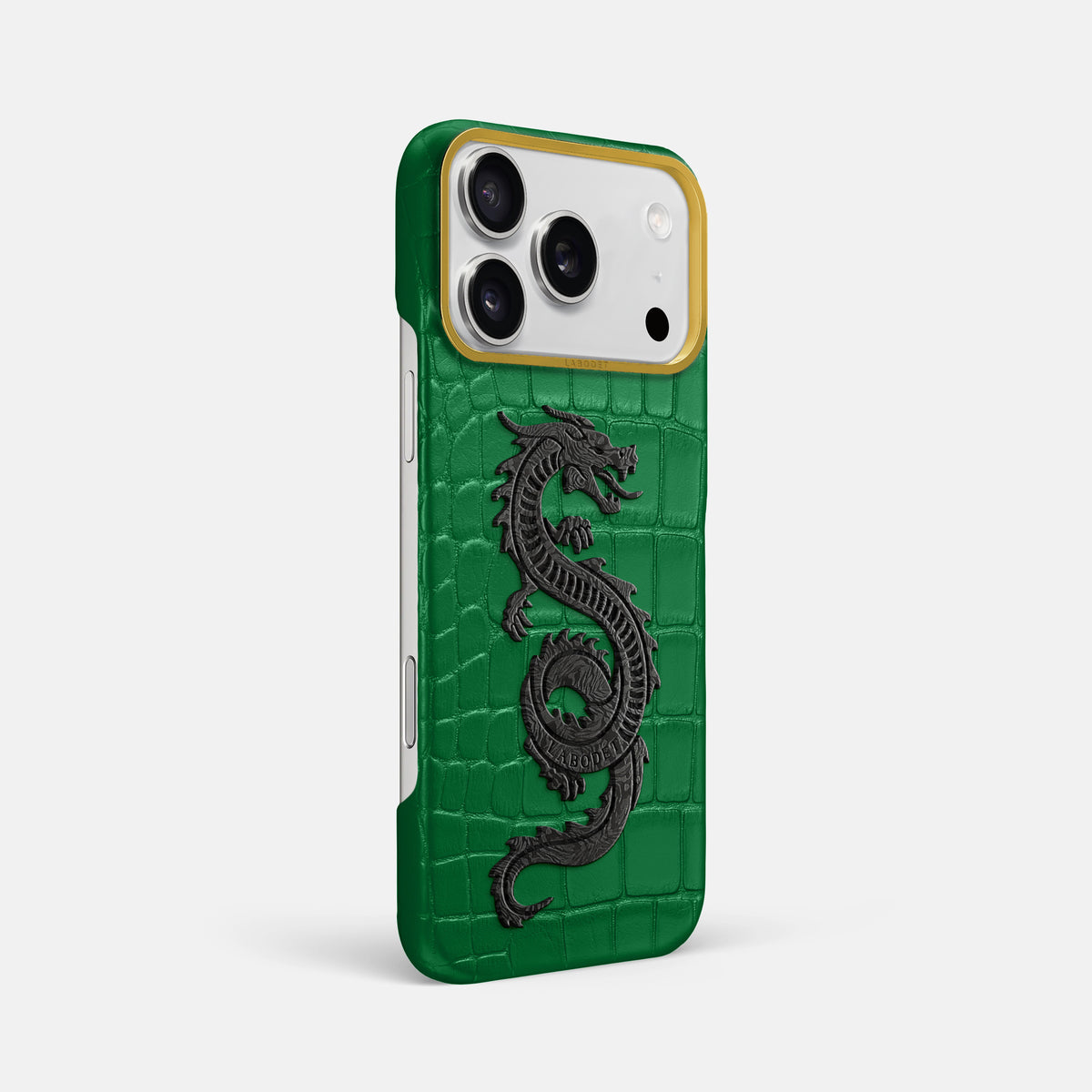 Classic Case With Carbon Dragon For iPhone 17 Pro Max In Alligator -2 | Forest-Green-Gold