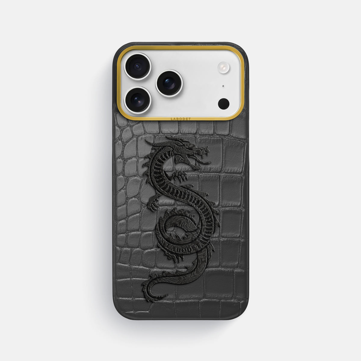 Classic Case With Carbon Dragon For iPhone 17 Pro Max In Alligator -1 | Grey-Gold