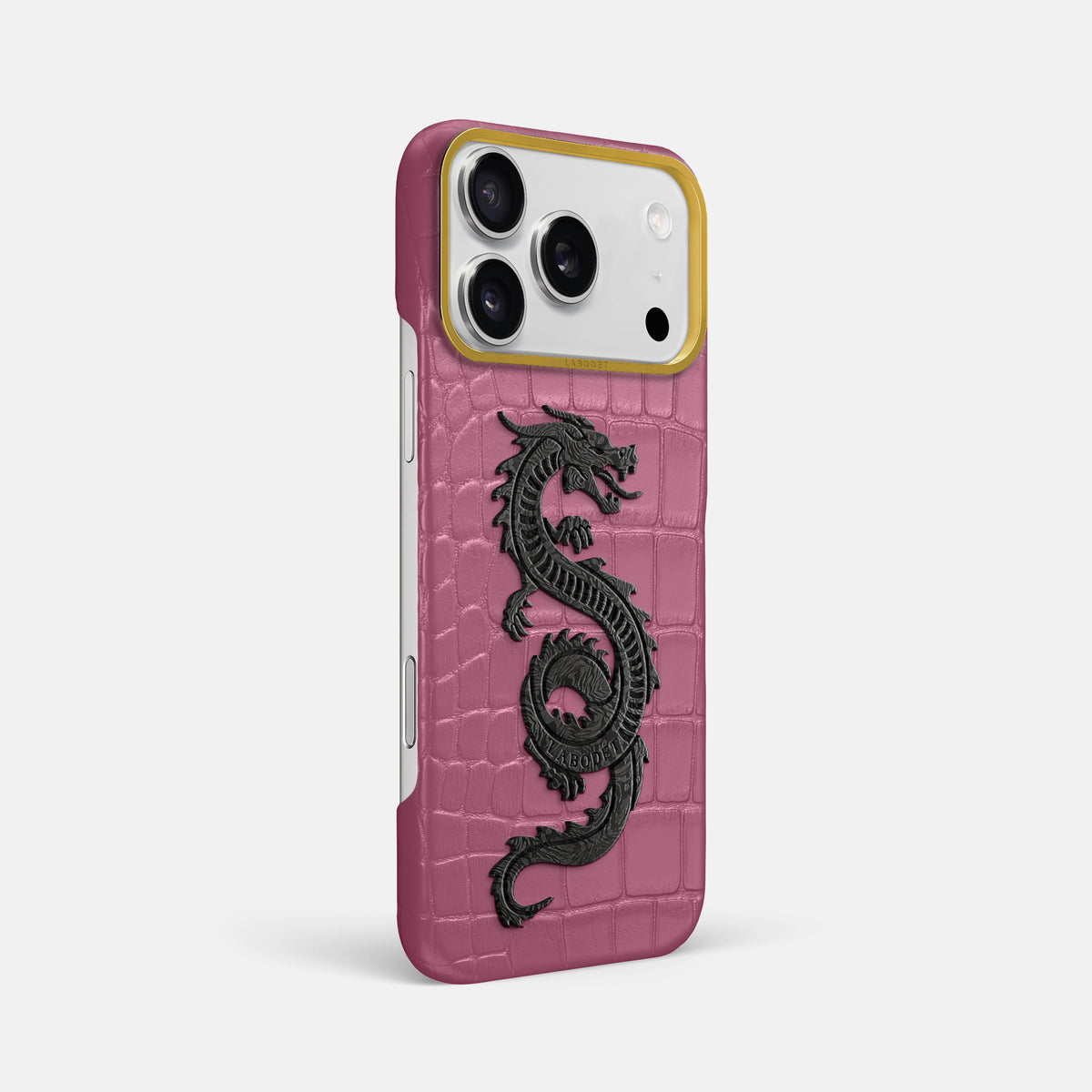 Classic Case With Carbon Dragon For iPhone 17 Pro Max In Alligator -2 | Pink-Lagoon-Gold