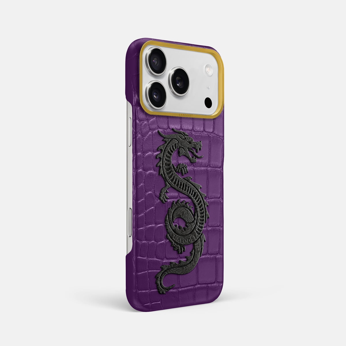 Classic Case With Carbon Dragon For iPhone 17 Pro Max In Alligator -2 | Purple-Gold