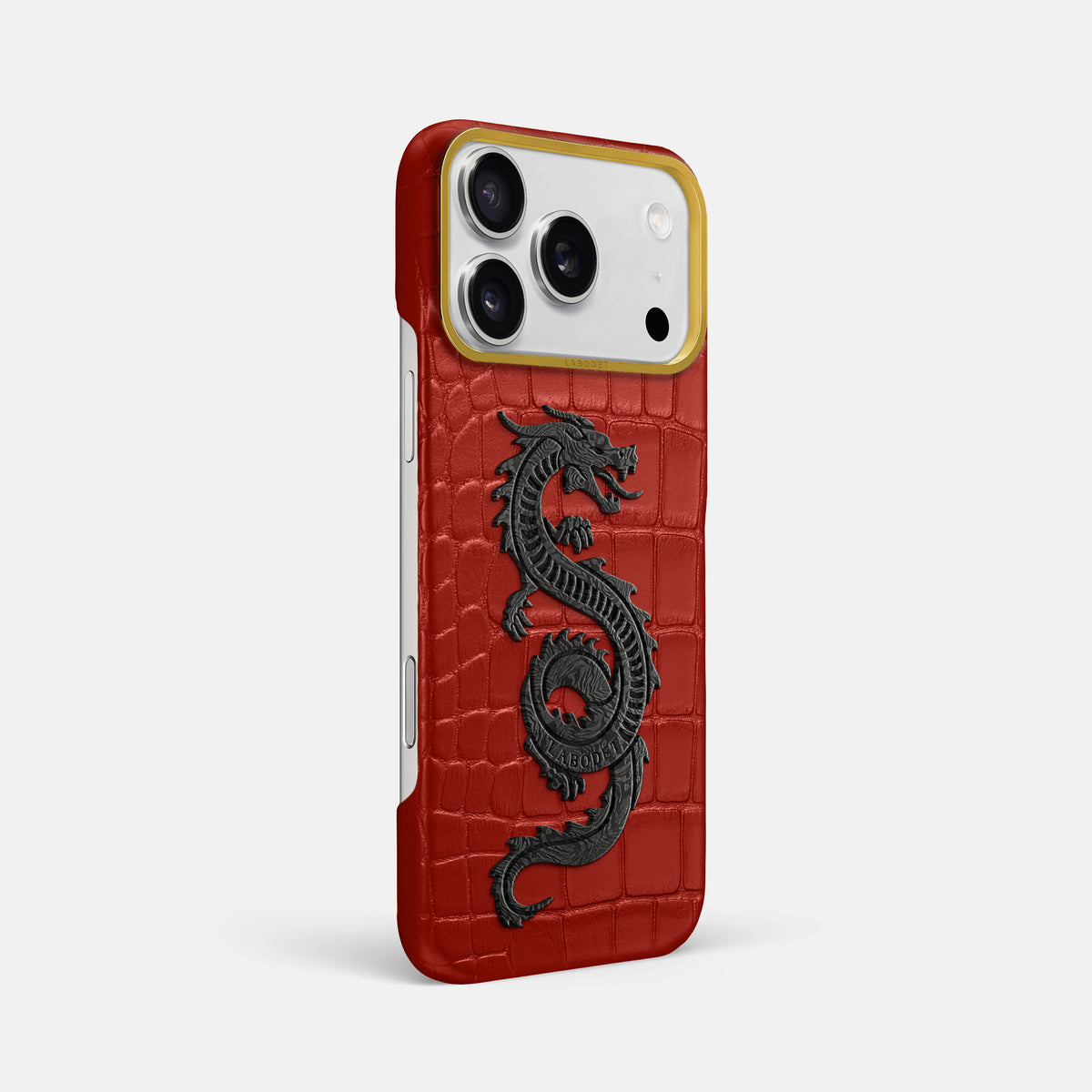 Classic Case With Carbon Dragon For iPhone 17 Pro Max In Alligator -2 | Red-Gold