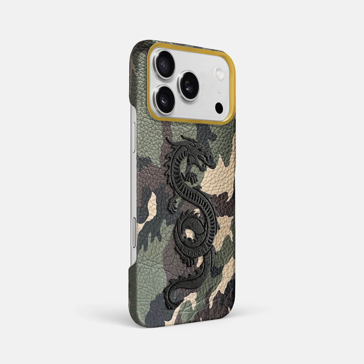 Classic Case With Carbon Dragon For iPhone 17 Pro Max In Calf -2 | Camouflage-Gold