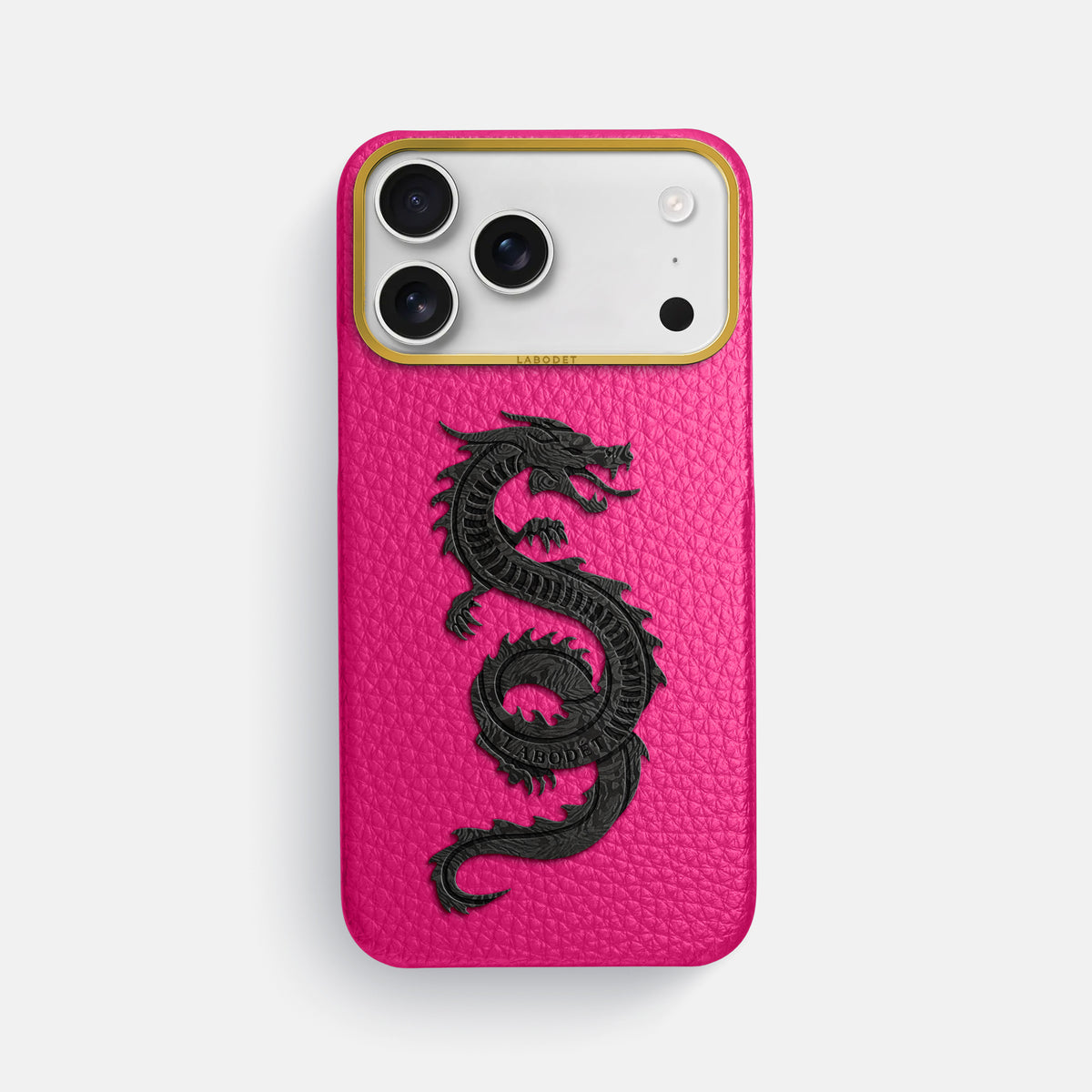 Classic Case With Carbon Dragon For iPhone 17 Pro Max In Calf -1 | Magenta-Gold