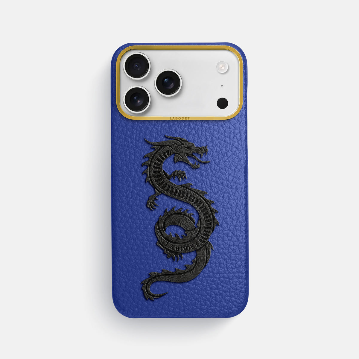 Classic Case With Carbon Dragon For iPhone 17 Pro Max In Calf -1 | Royal-Blue-Gold